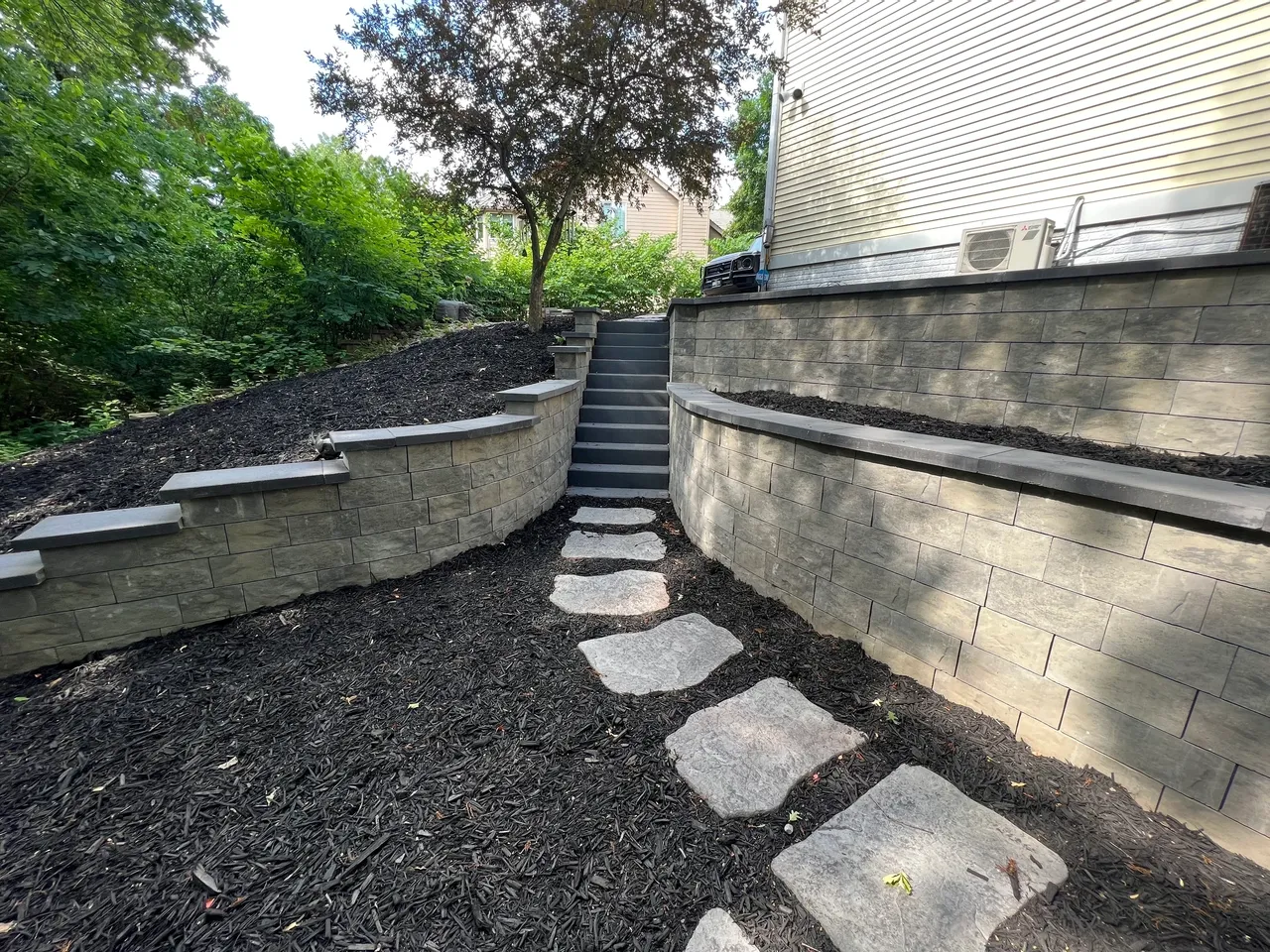 A stone staircase leading to the top of steps.